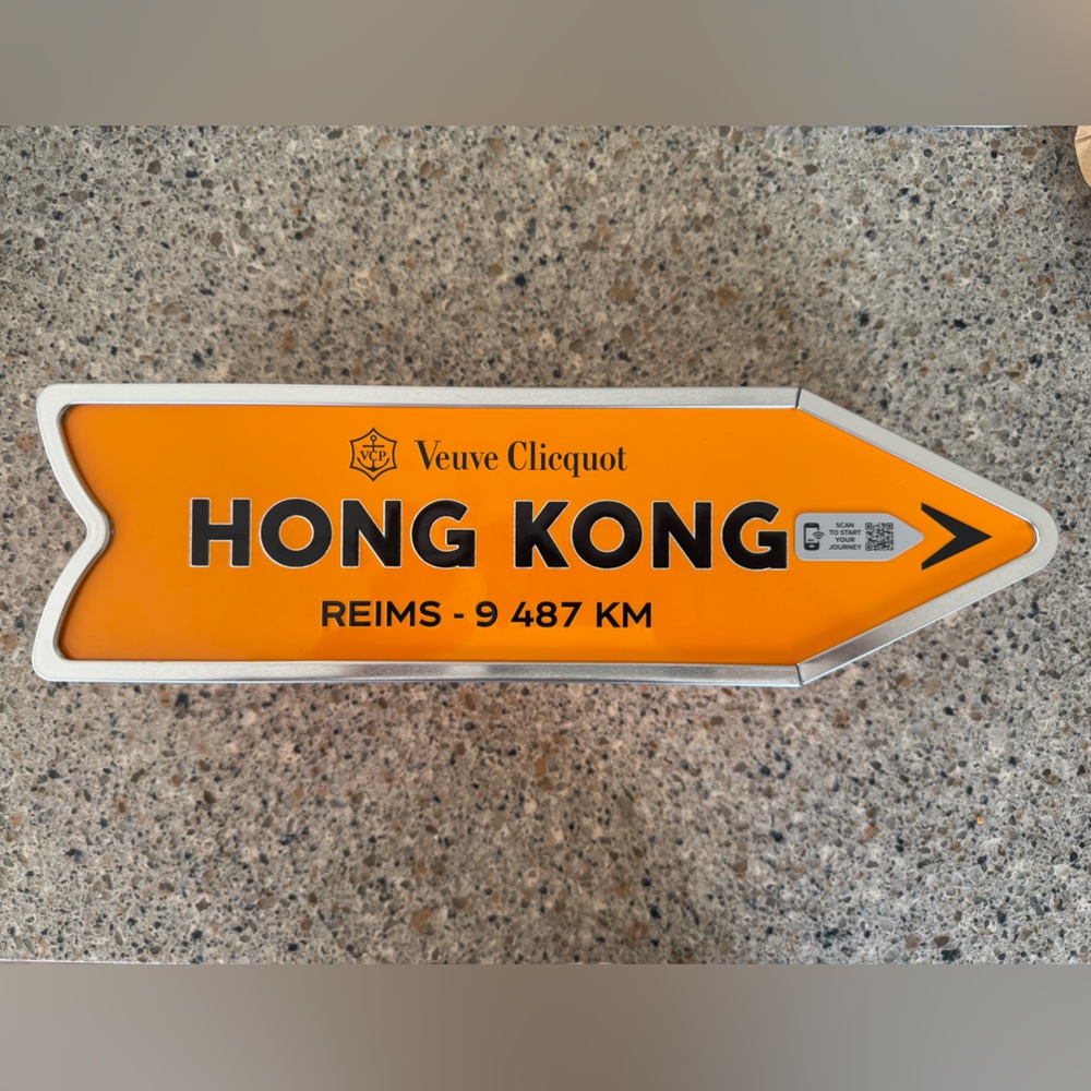 Veuve Clicquot Orange Directional Sign